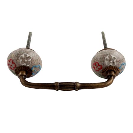 Multi Colored Floral Crackle Ceramic Bridge Handle